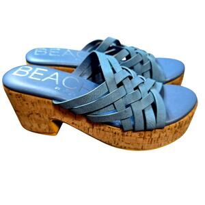 Beach 9 Blue Platform Sandal Open Toed Women's Shoe